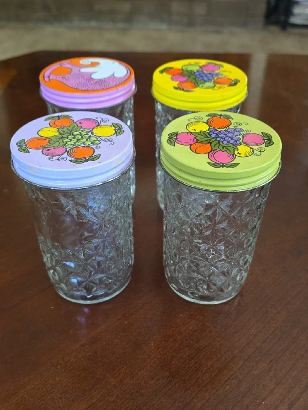 Vtg Ball Quilted Crystal Jelly Jars